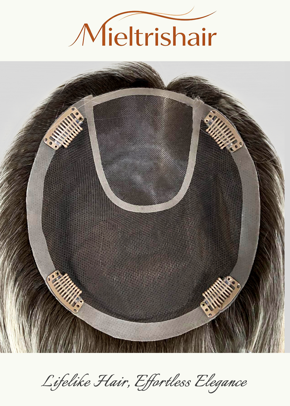 7.5" x 8" Mono Top Weft Back Chinese Cuticle Raw Human Hair Topper | 120% Normal Density
