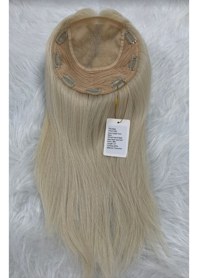 Cedar | Raw Cuticle Human Hair 8.5x9'' mono Topper 5x5'' middle half handtied with weftback 60% Hair End Ratio