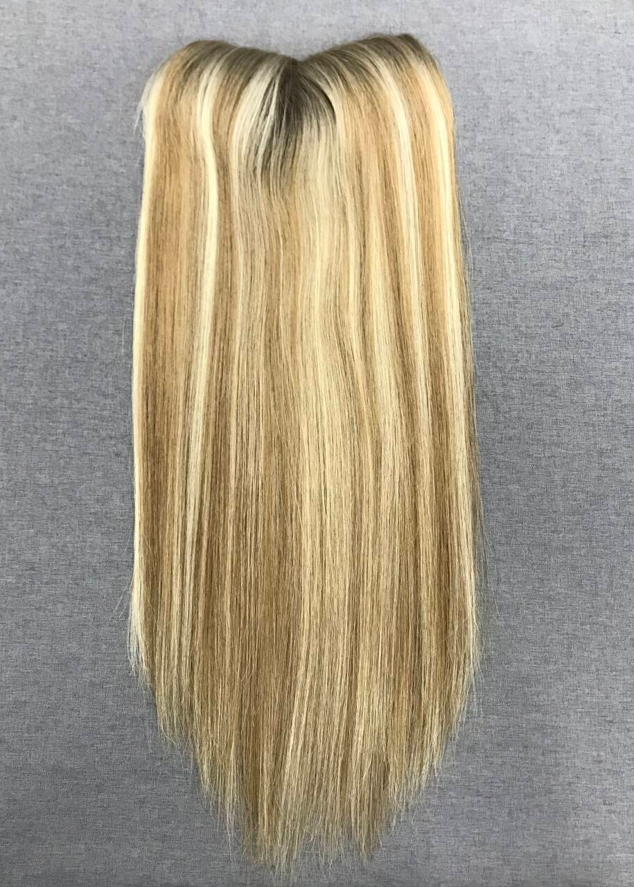 Radiant | Raw Cuticle Human Hair 4x7'' V Shape Full mono Topper Full Handmade 60% Hair End Ratio