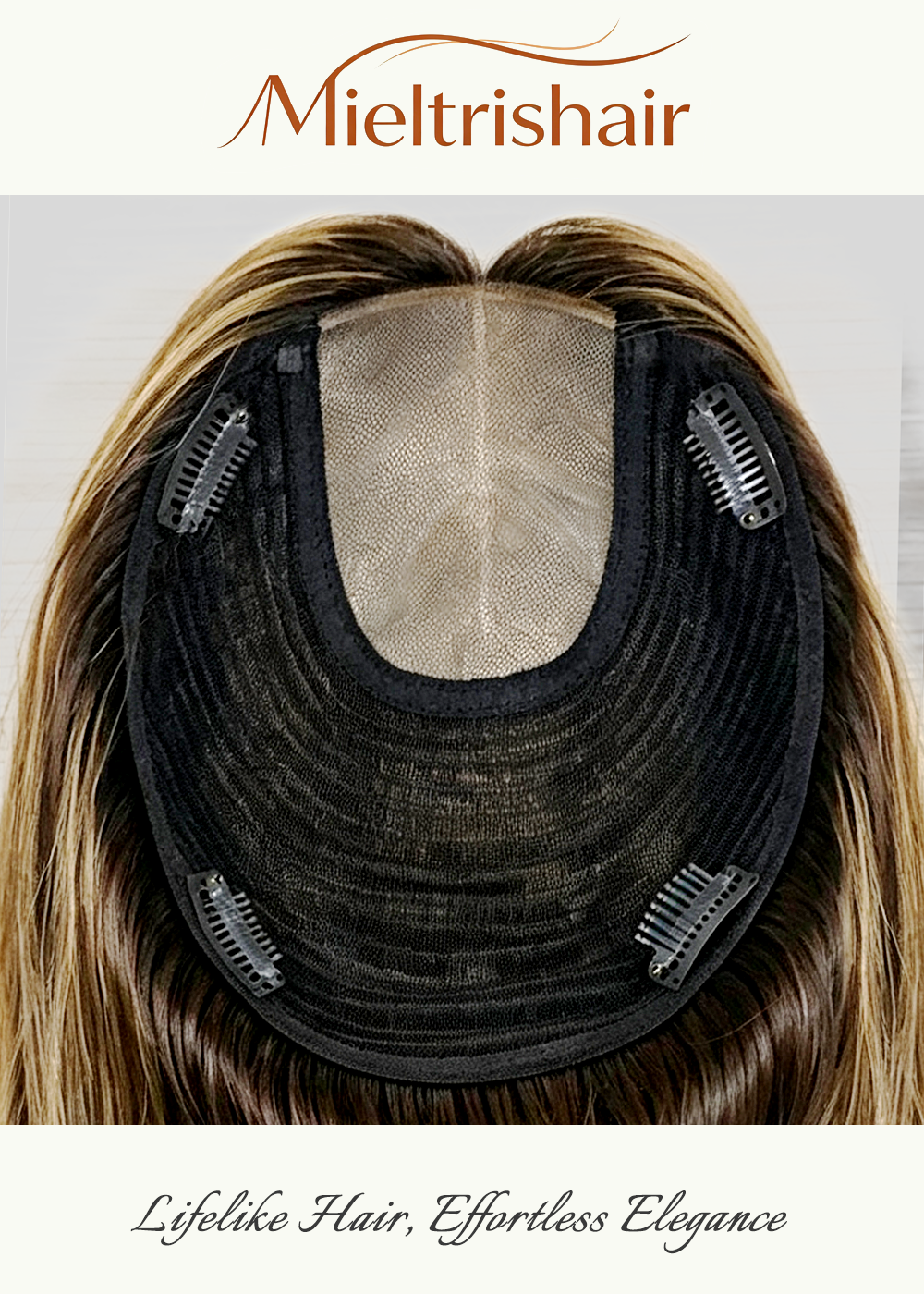 7" x 8" Mono Base 2x4'' middle Weft Back Half Hand-tied Chinese Cuticle Raw Human Hair Topper | 120% Normal Density