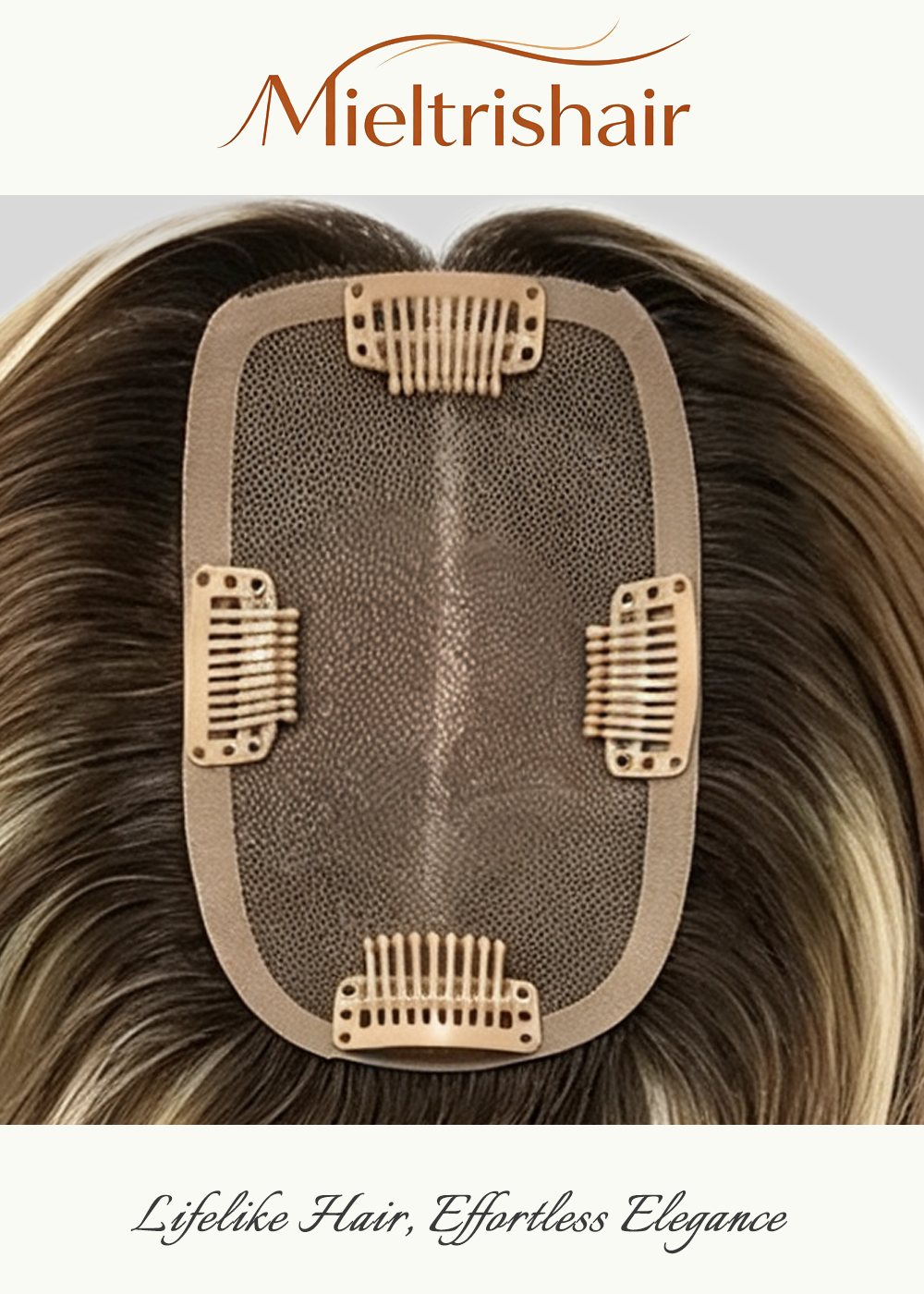 3" x 5" Mia Full Mono Base Full Handmade Chinese Cuticle Raw Human Hair Topper | 120% Normal Density