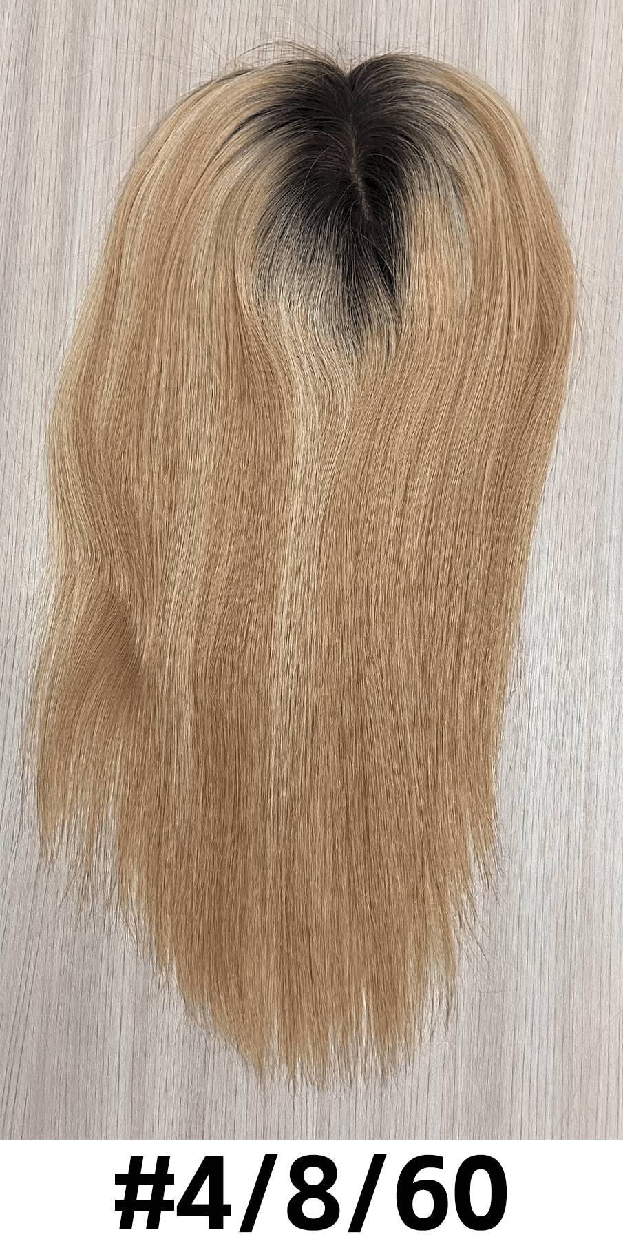 Cedar | Raw Cuticle Human Hair 8.5x9'' mono Topper 5x5'' middle half handtied with weftback 60% Hair End Ratio