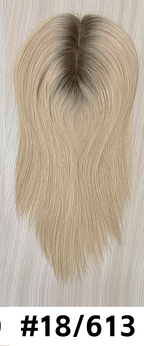 7.5" x 8" Mono Top Weft Back Chinese Cuticle Raw Human Hair Topper | 120% Normal Density