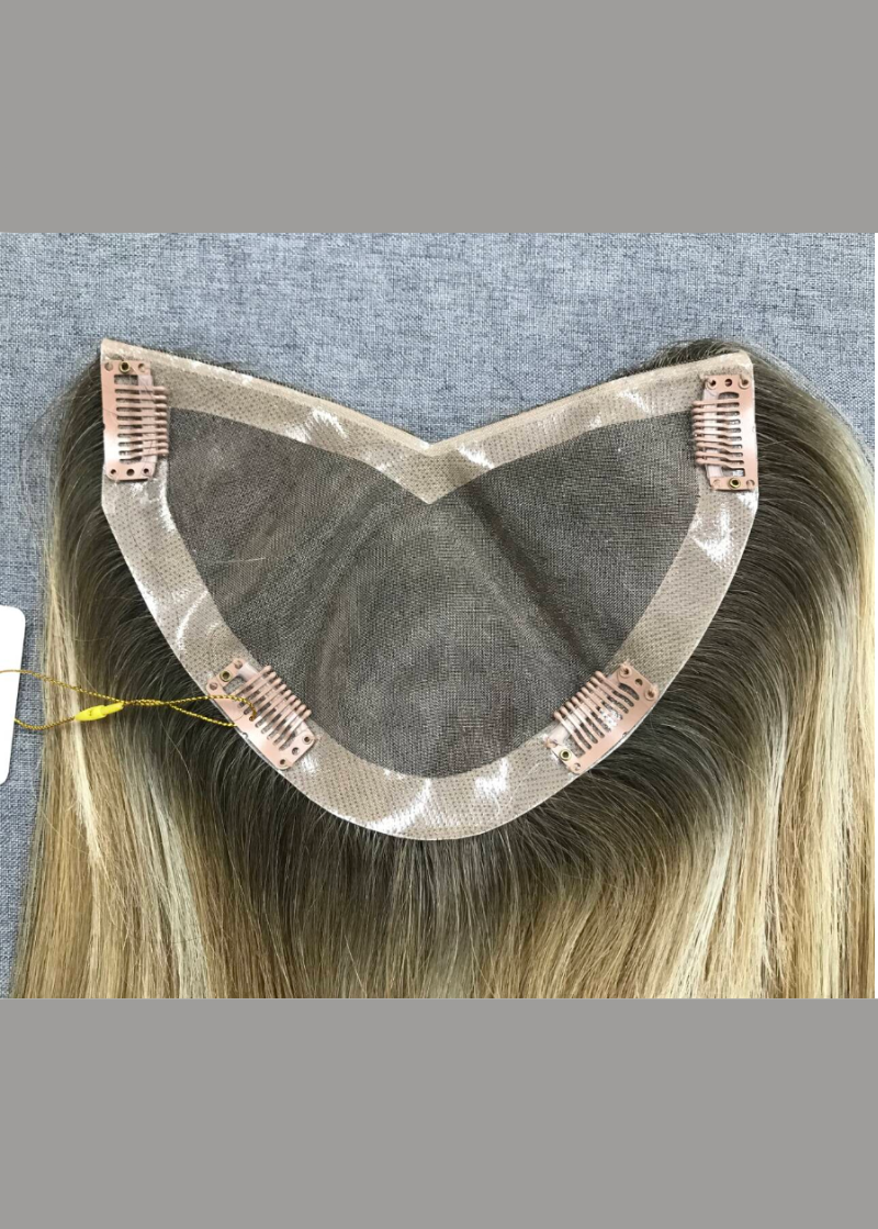 Radiant | Raw Cuticle Human Hair 4x7'' V Shape Full mono Topper Full Handmade 60% Hair End Ratio