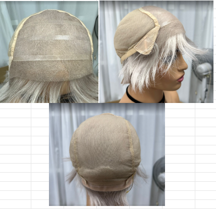5x5" Mono Top full handmade PU-Bonded Mono Lace Front Short Human Hair Wig | Elite Tenlon-AA Grade Chinese Virgin Remy Raw Hair | 10"-12" 120% Density