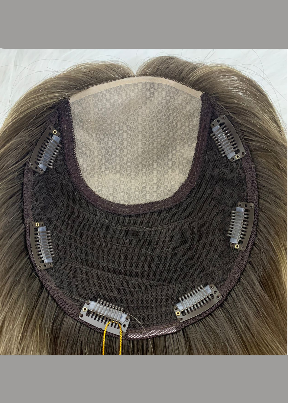 Halo | Raw Cuticle Human Hair 7x8'' silk Base Topper 4x4'' Middle with weftback half handmade injection 100% Hair End Ratio
