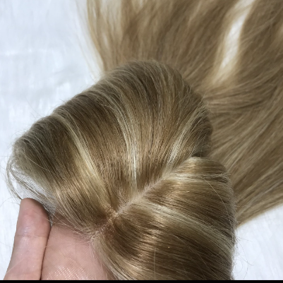 Starlight | Raw Cuticle Human Hair 6x7'' silk Base Topper with silk cloth cover 60% Hair End Ratio mono lace in the front