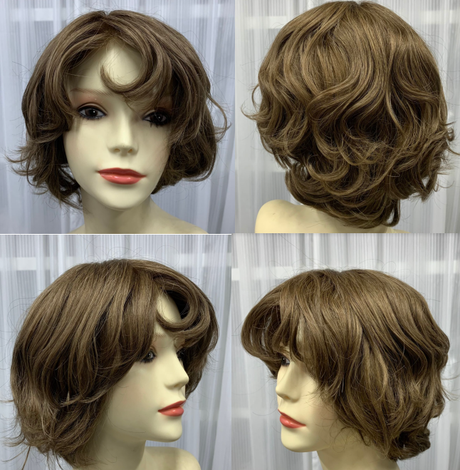 5x5" Mono Top Hard PU Lace Front Wavy Bob Human Hair Wig | Tenlon-AA Grade Chinese Raw Cuticle Hair | 10"-12" 120% Density