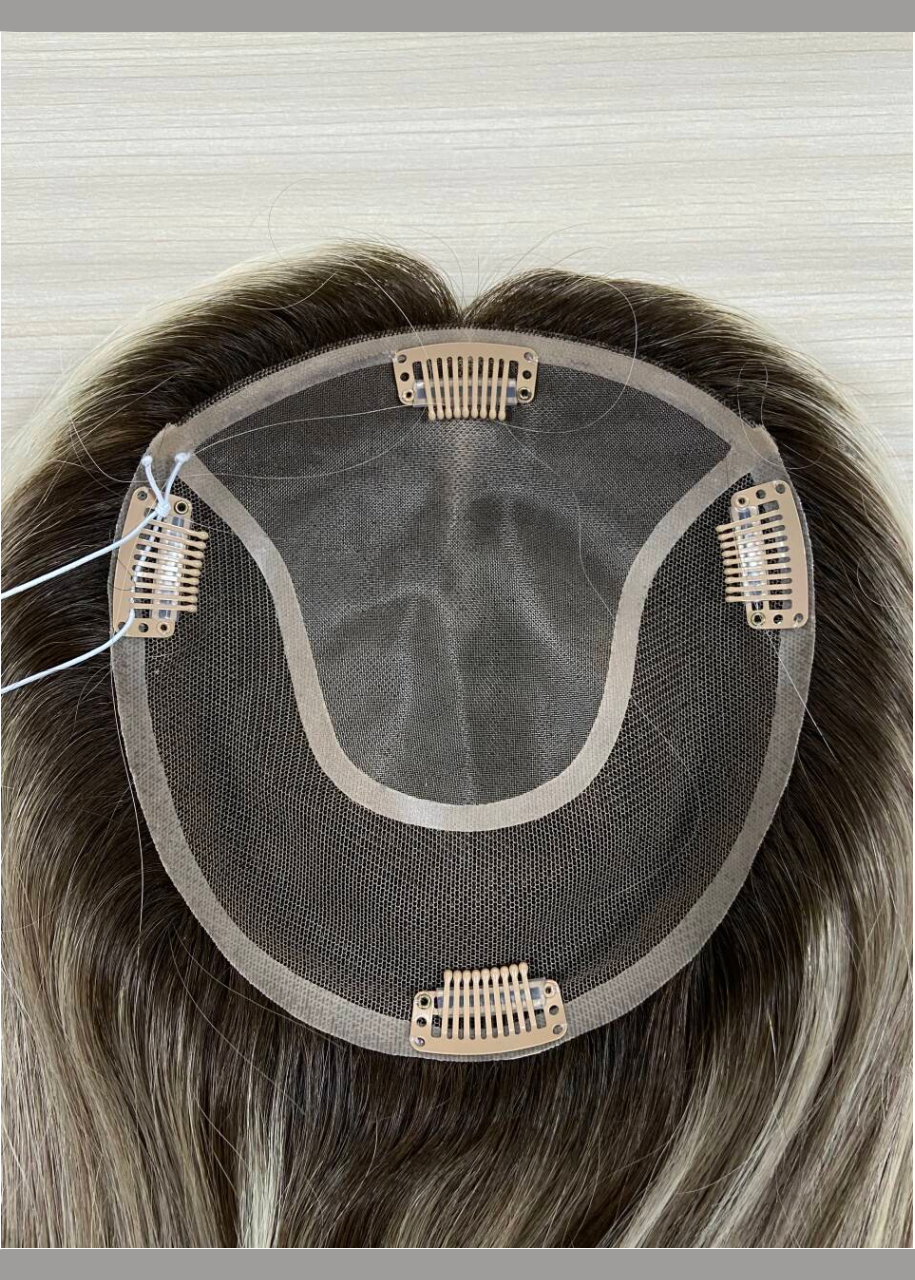 Hush | Raw Cuticle Human Hair 5.5x6'' mono Top lace Back Topper Full Handmade 80% Hair End Ratio