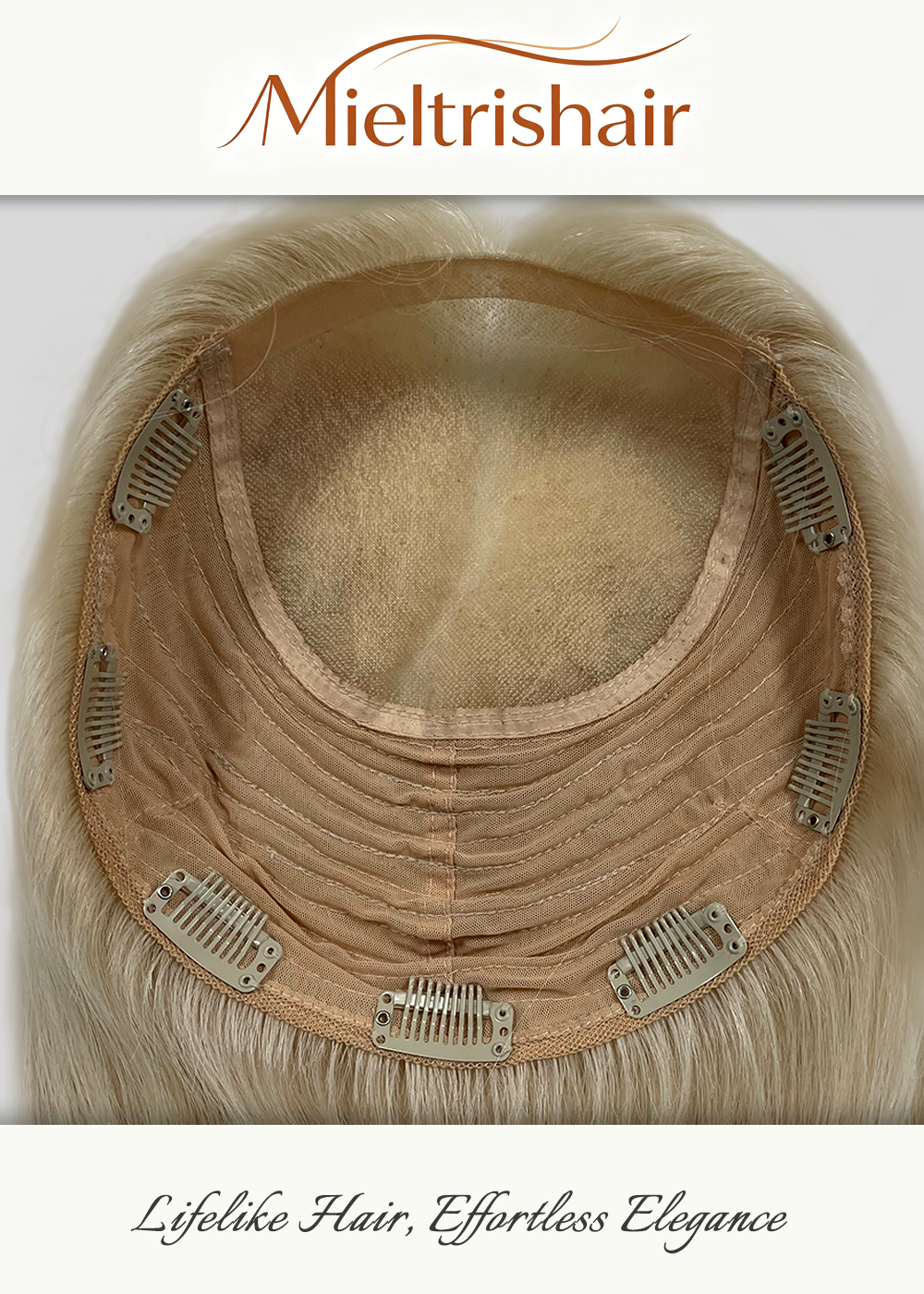 8.5" x 9" Mono Base 5x5'' middle Weft Back Half Hand-tied Chinese Premium Remy Human Hair Topper | 120% Normal Density