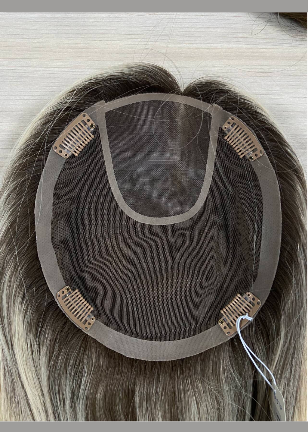 Nova | Raw Cuticle Human Hair 7.5x8'' Full mono Topper Middle mono with weft back 80% Hair End Ratio