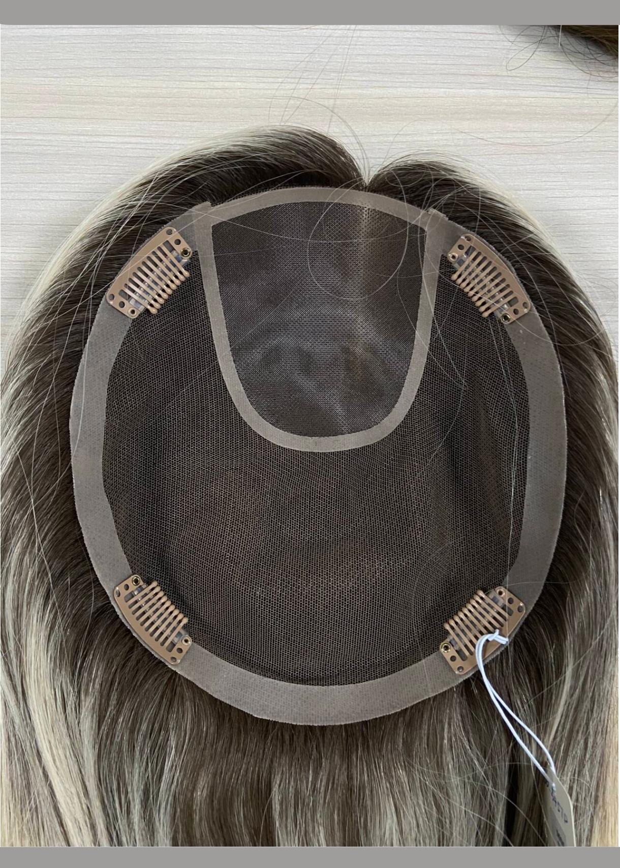 Nova | Raw Cuticle Human Hair 7.5x8'' Full mono Topper Middle mono with weft back 80% Hair End Ratio