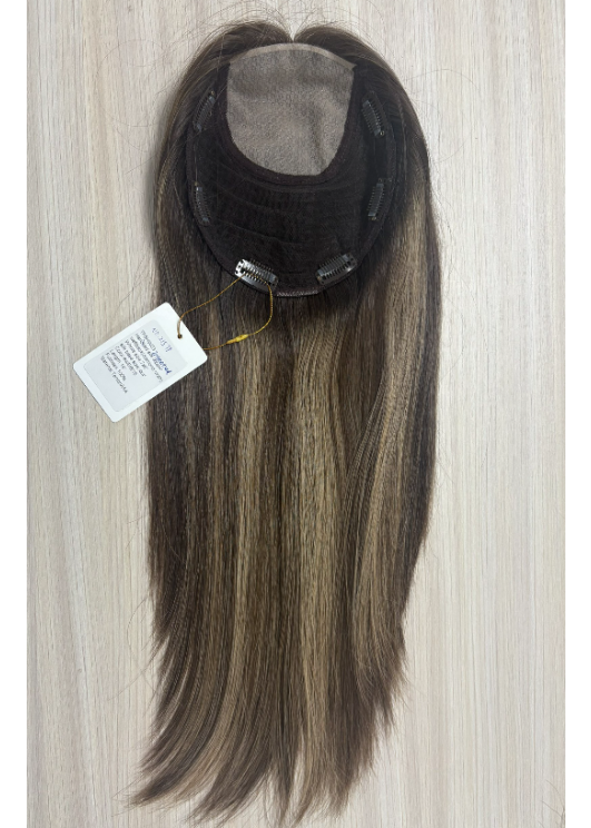 Halo | Raw Cuticle Human Hair 7x8'' silk Base Topper 4x4'' Middle with weftback half handmade injection 100% Hair End Ratio