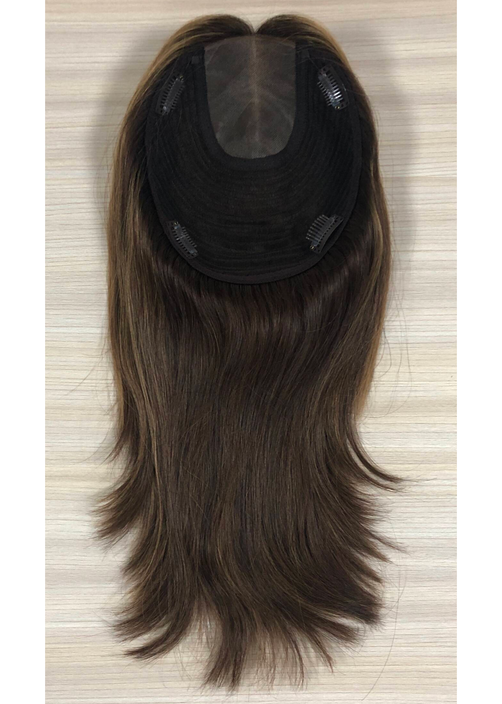 Willow | Raw Cuticle Human Hair 7x8'' mono Topper 2x4'' middle half handtied with weftback 80% Hair End Ratio