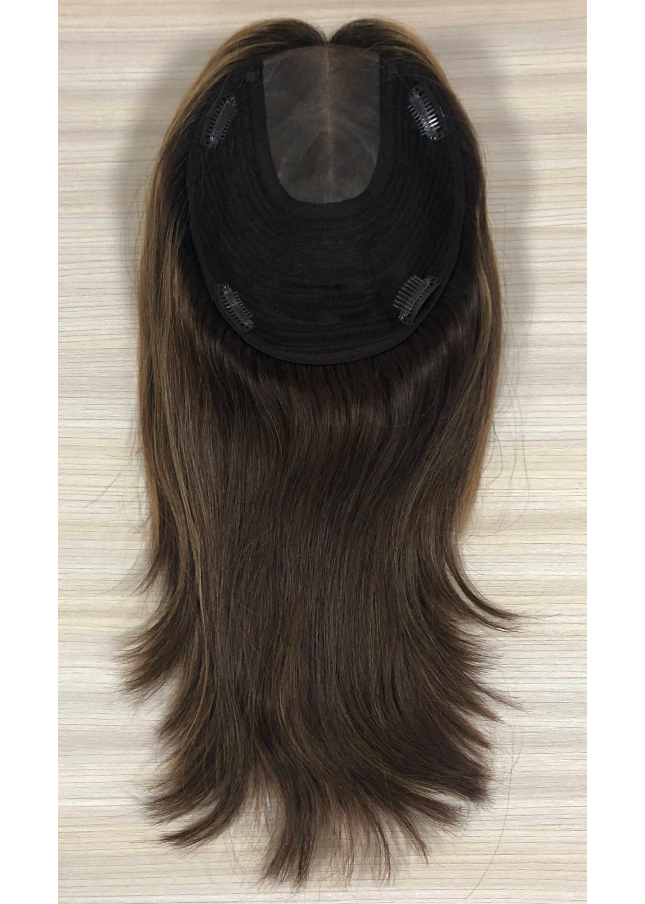 Willow | Raw Cuticle Human Hair 7x8'' mono Topper 2x4'' middle half handtied with weftback 80% Hair End Ratio