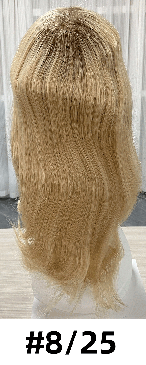 Maple | Raw Cuticle Human Hair 6x7'' mono Base Topper with weftback half handmade 80% Hair End Ratio