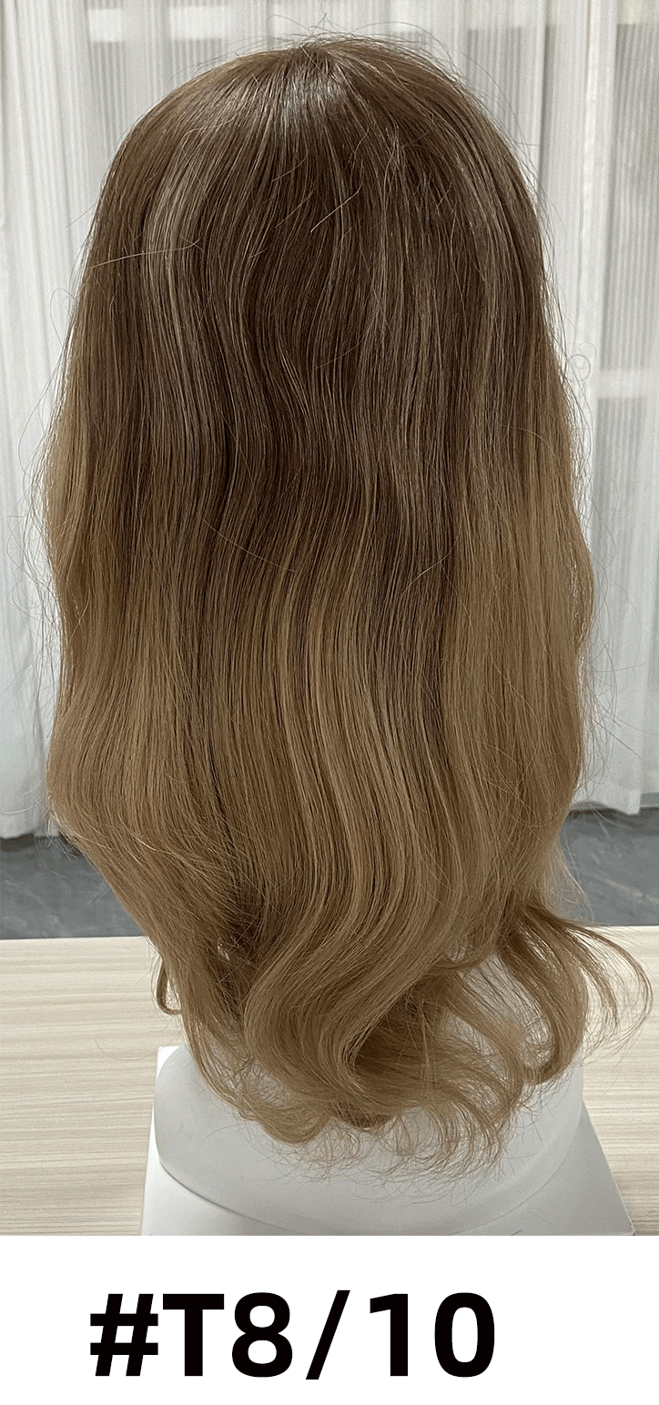 Maple | Raw Cuticle Human Hair 6x7'' mono Base Topper with weftback half handmade 80% Hair End Ratio