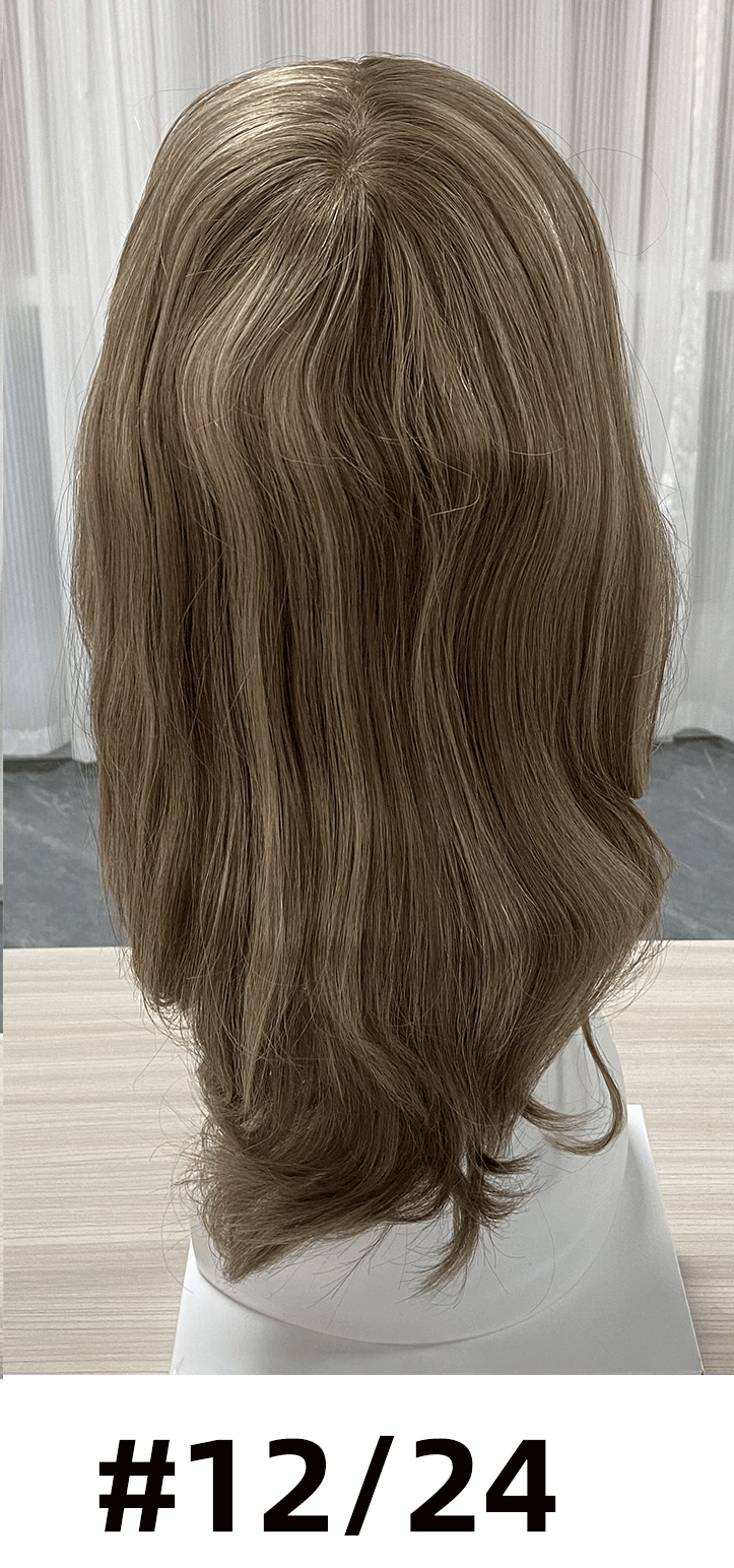 Maple | Raw Cuticle Human Hair 6x7'' mono Base Topper with weftback half handmade 80% Hair End Ratio