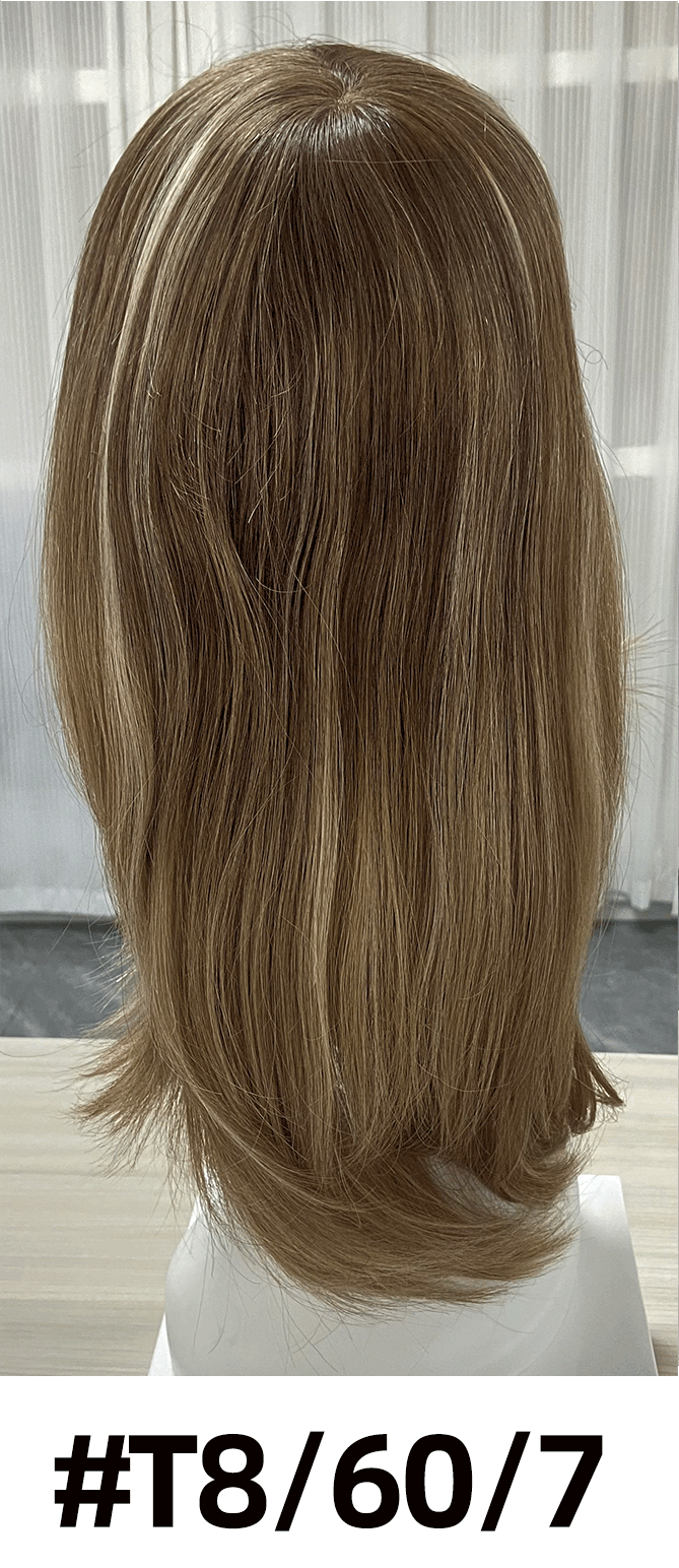 Maple | Raw Cuticle Human Hair 6x7'' mono Base Topper with weftback half handmade 80% Hair End Ratio
