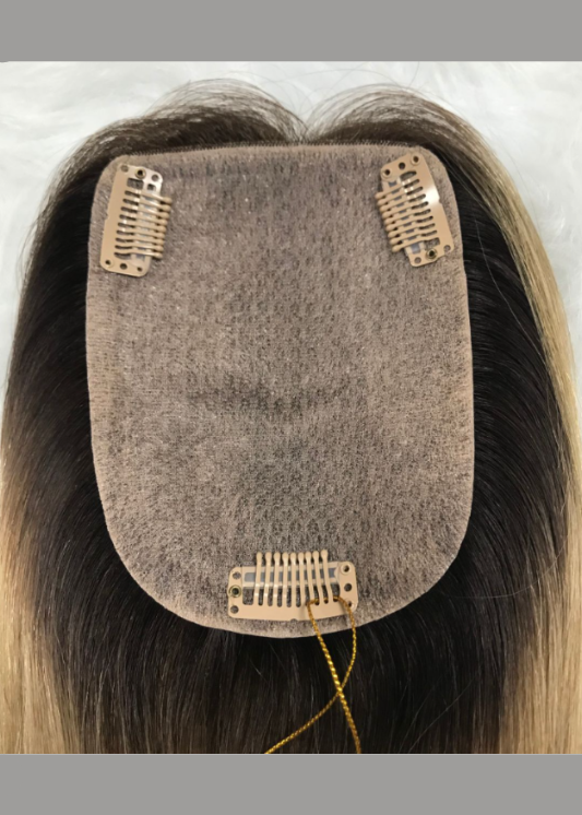 Eclipse | Raw Cuticle Human Hair 4x5'' silk Base Topper full machine-made injection with diamond net cover 60% Hair End Ratio