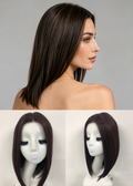 Dark Chocolate Mix Medium Straight Bob Kanekalon Mono Middle Part Wig
