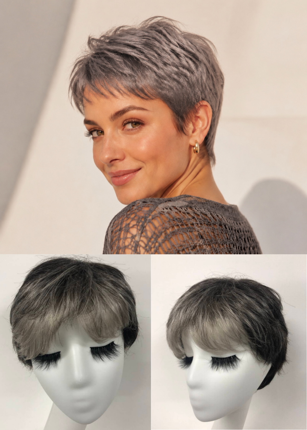Midnite Pearl Short Pixie Cut Kanekalon Machine Made Wig With Bangs