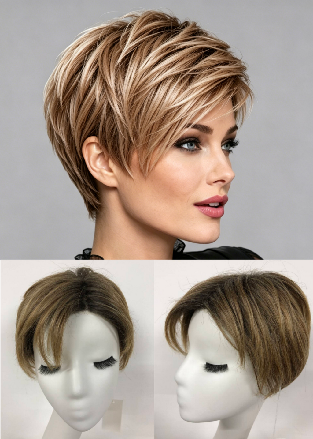 Light Bernstein Rooted Short Textured Bob Kanekalon Mono Side Part Wig