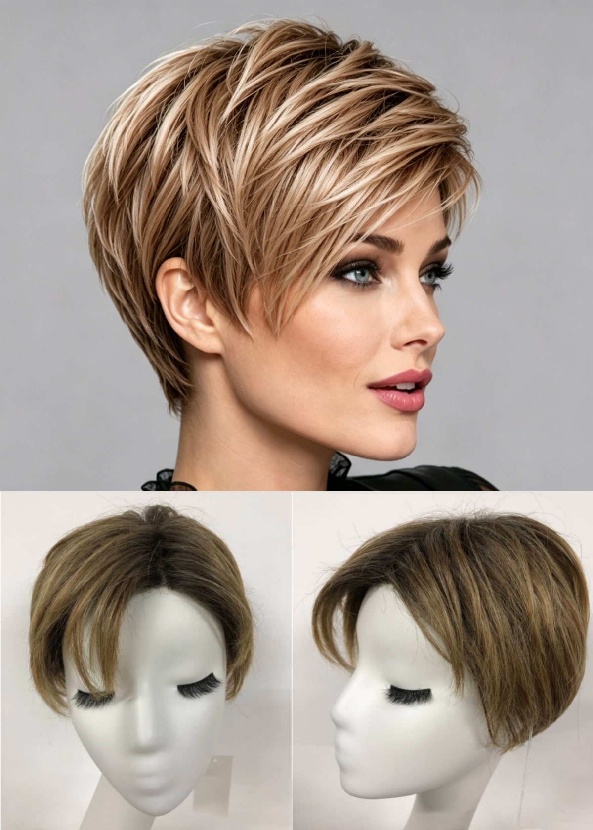 Light Bernstein Rooted Short Textured Bob Kanekalon Mono Side Part Wig