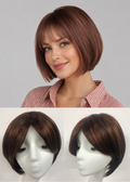 Chestnut Short Straight Bob Kanekalon Double Monofilament Top Wig