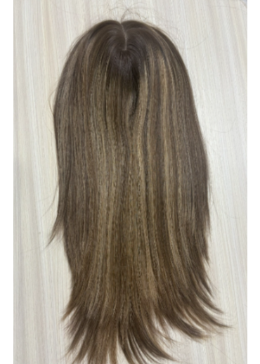Halo | Raw Cuticle Human Hair 7x8'' silk Base Topper 4x4'' Middle with weftback half handmade injection 100% Hair End Ratio