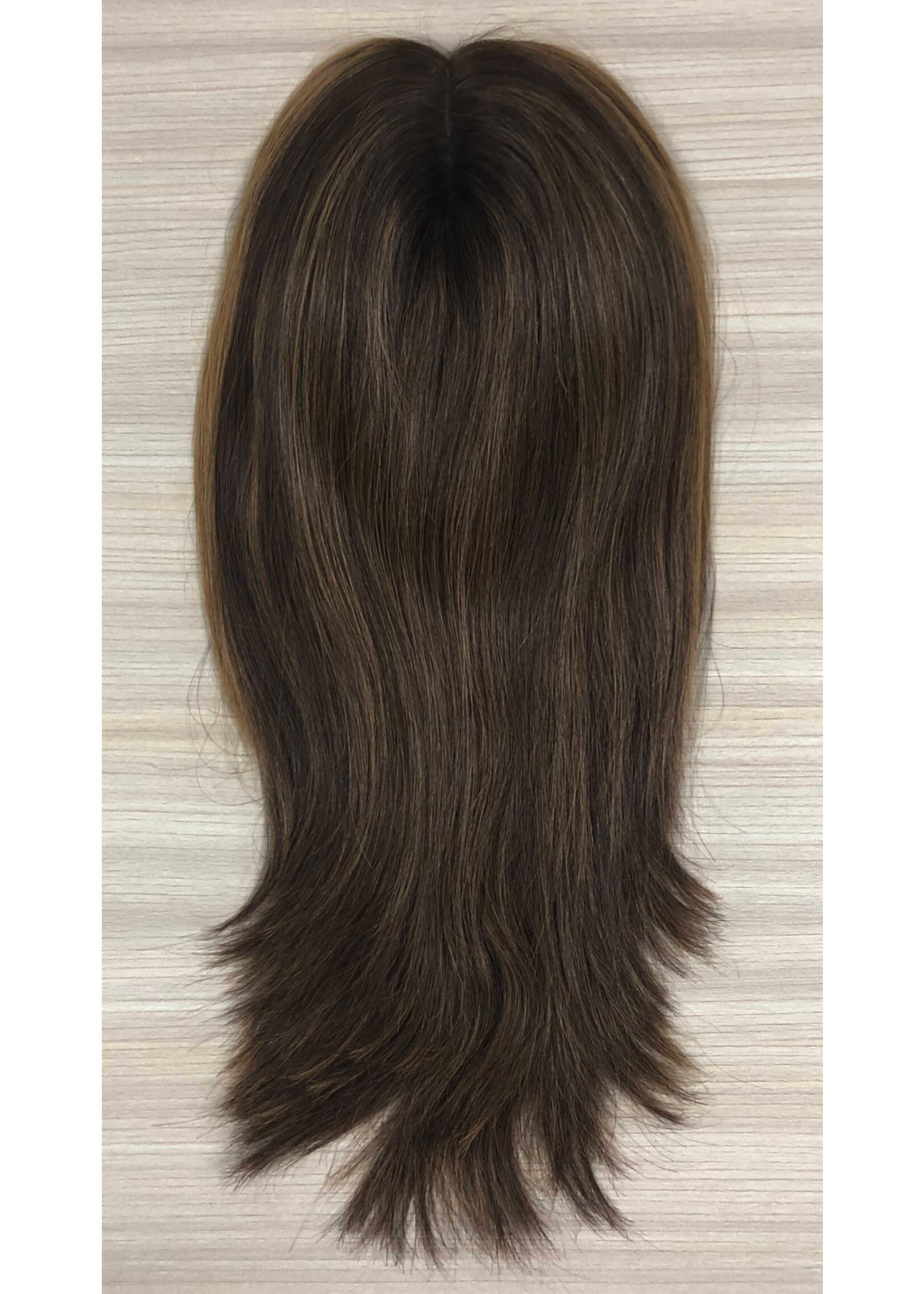Willow | Raw Cuticle Human Hair 7x8'' mono Topper 2x4'' middle half handtied with weftback 80% Hair End Ratio
