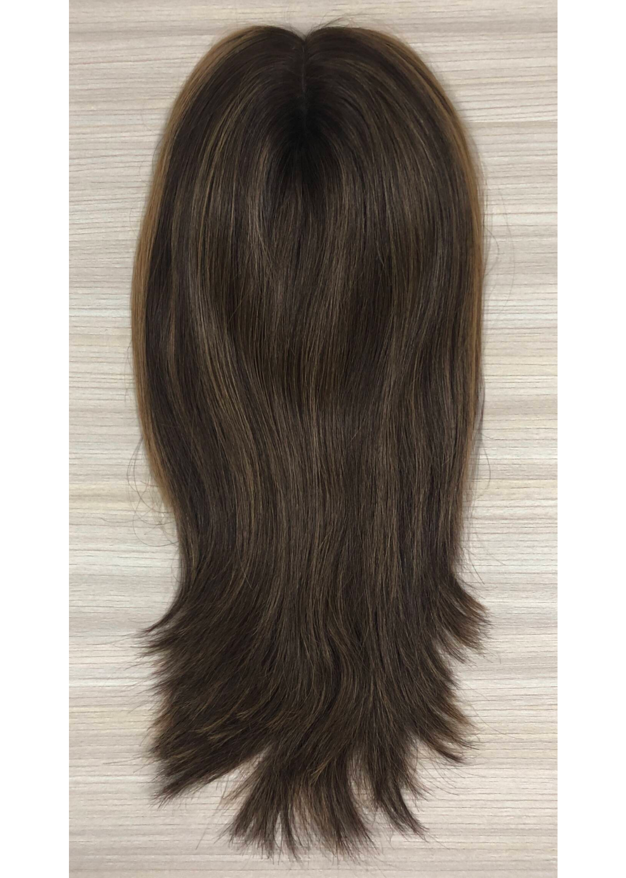 Willow | Raw Cuticle Human Hair 7x8'' mono Topper 2x4'' middle half handtied with weftback 80% Hair End Ratio