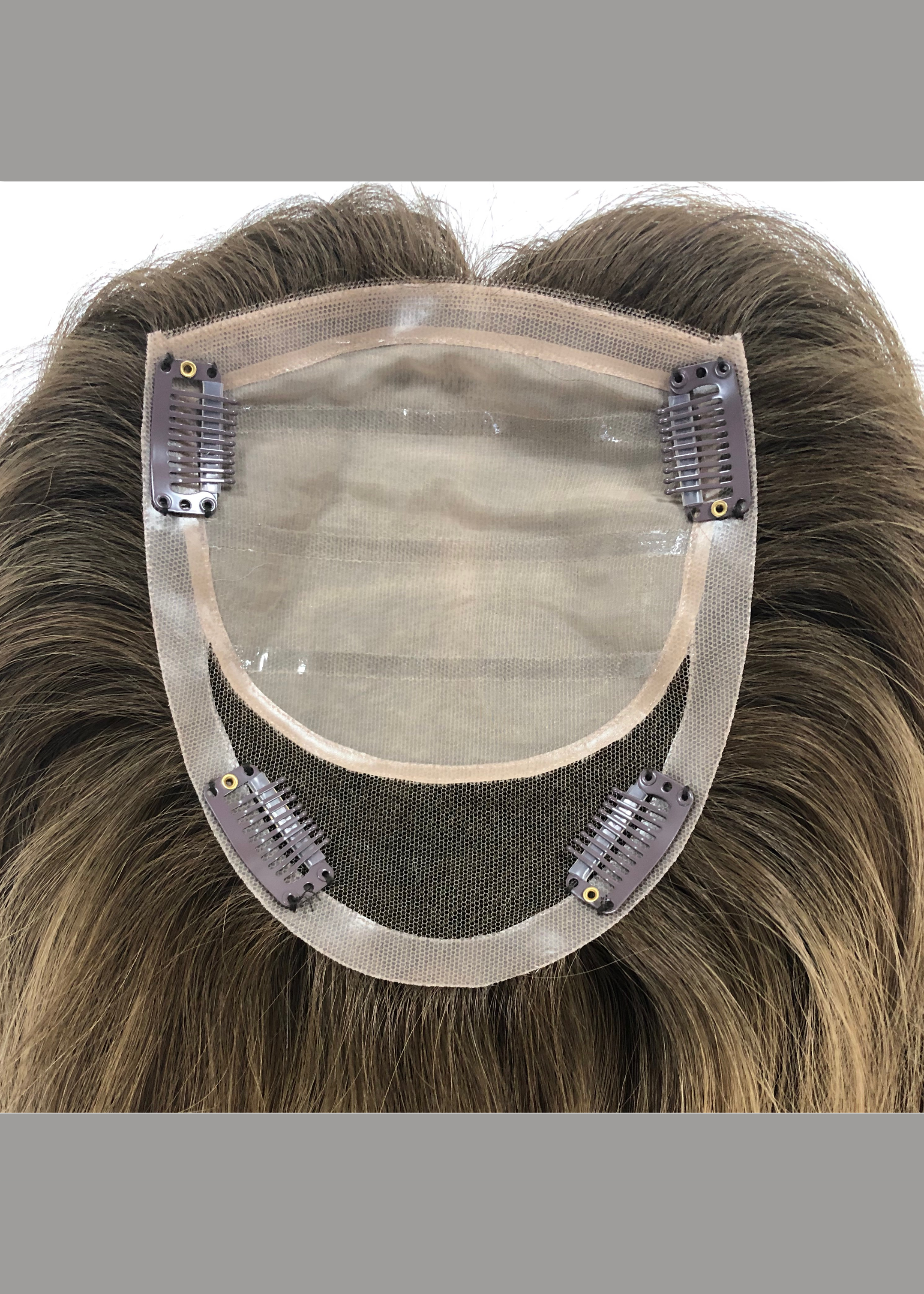 Dew | Raw Cuticle Human Hair 5x6.5'' silk Base Topper in the front with silk cloth cover, lace at the back full handtied 60% Hair End Ratio
