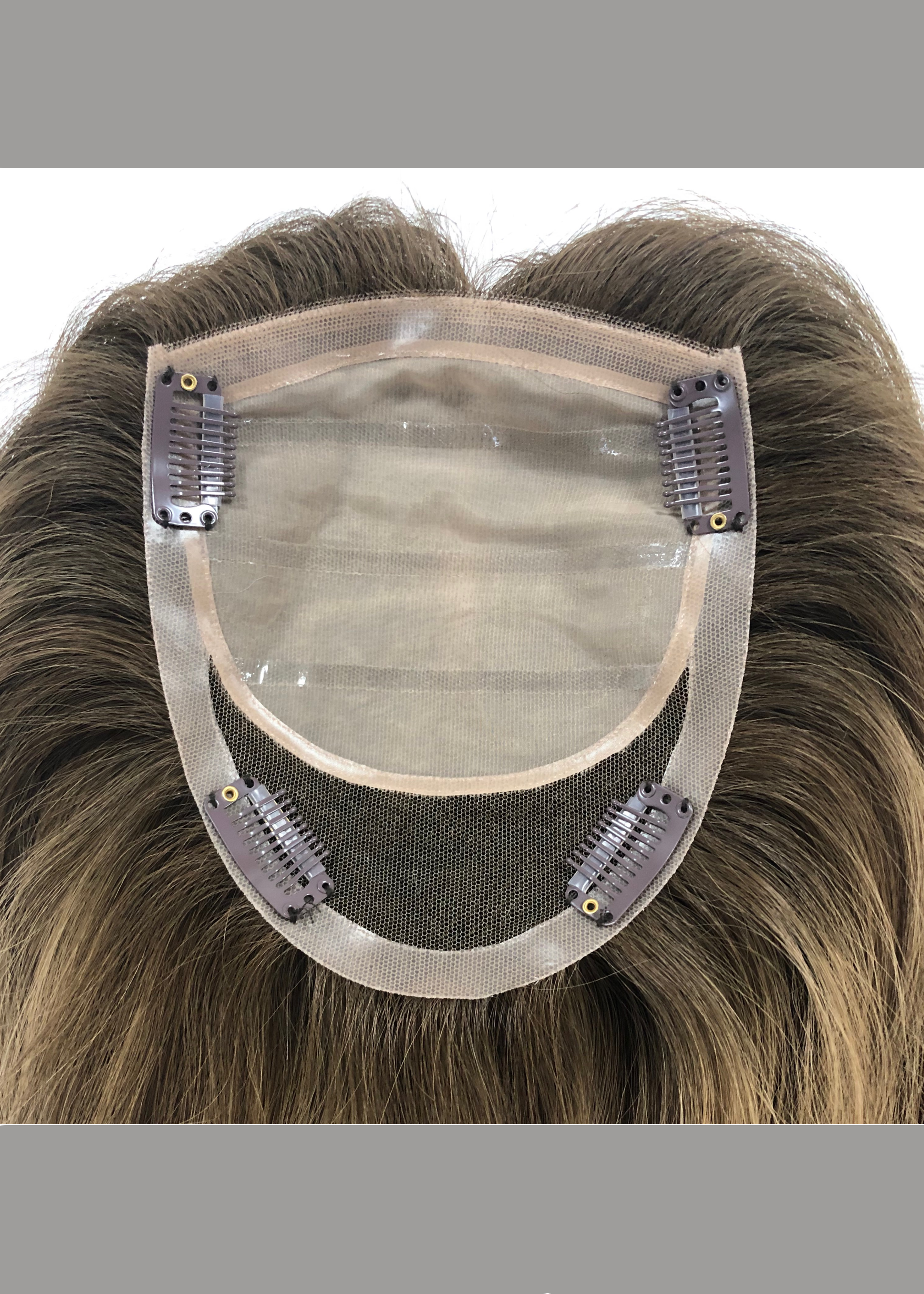 Dew | Raw Cuticle Human Hair 5x6.5'' silk Base Topper in the front with silk cloth cover, lace at the back full handtied 60% Hair End Ratio