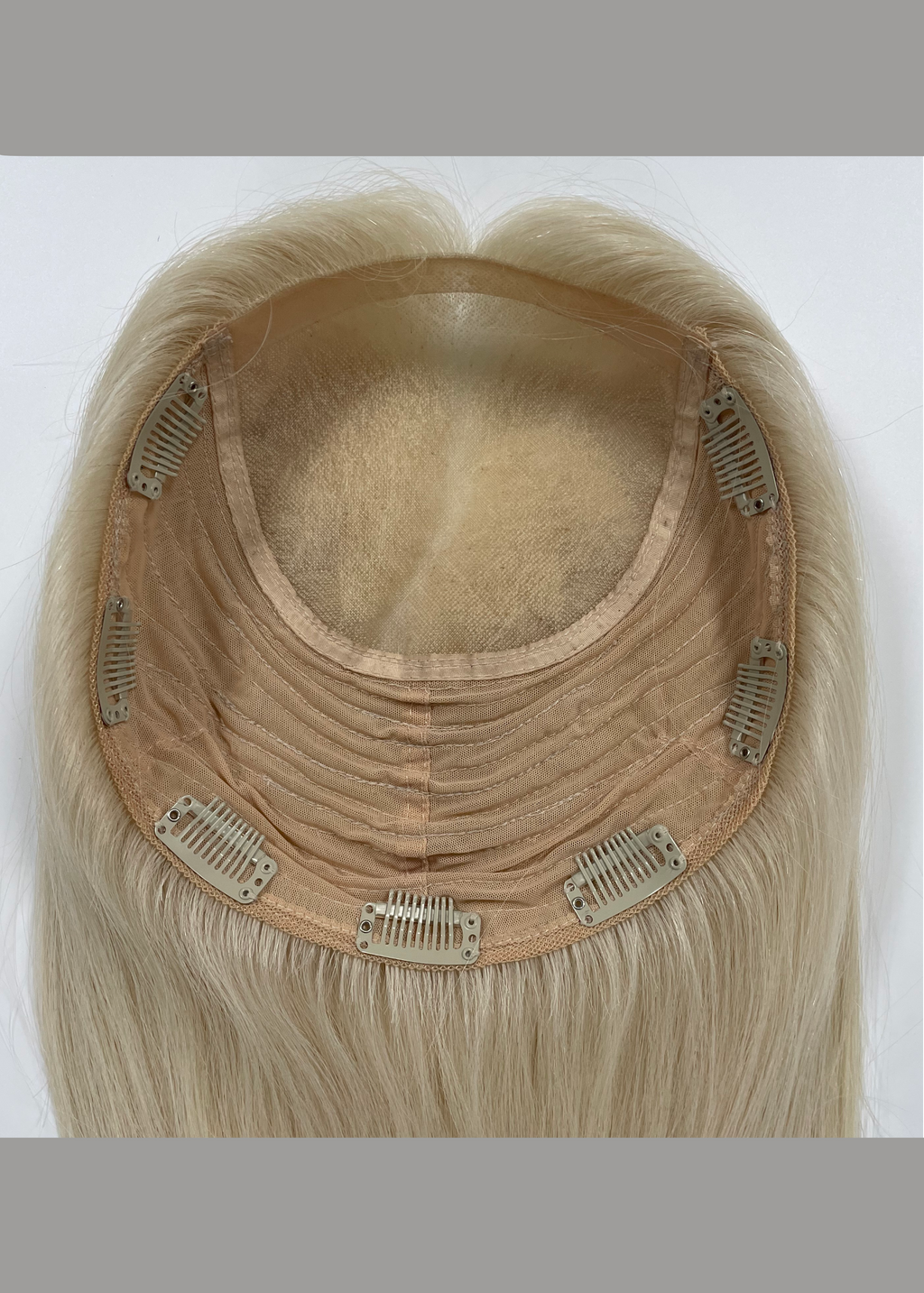 Cedar | Raw Cuticle Human Hair 8.5x9'' mono Topper 5x5'' middle half handtied with weftback 60% Hair End Ratio