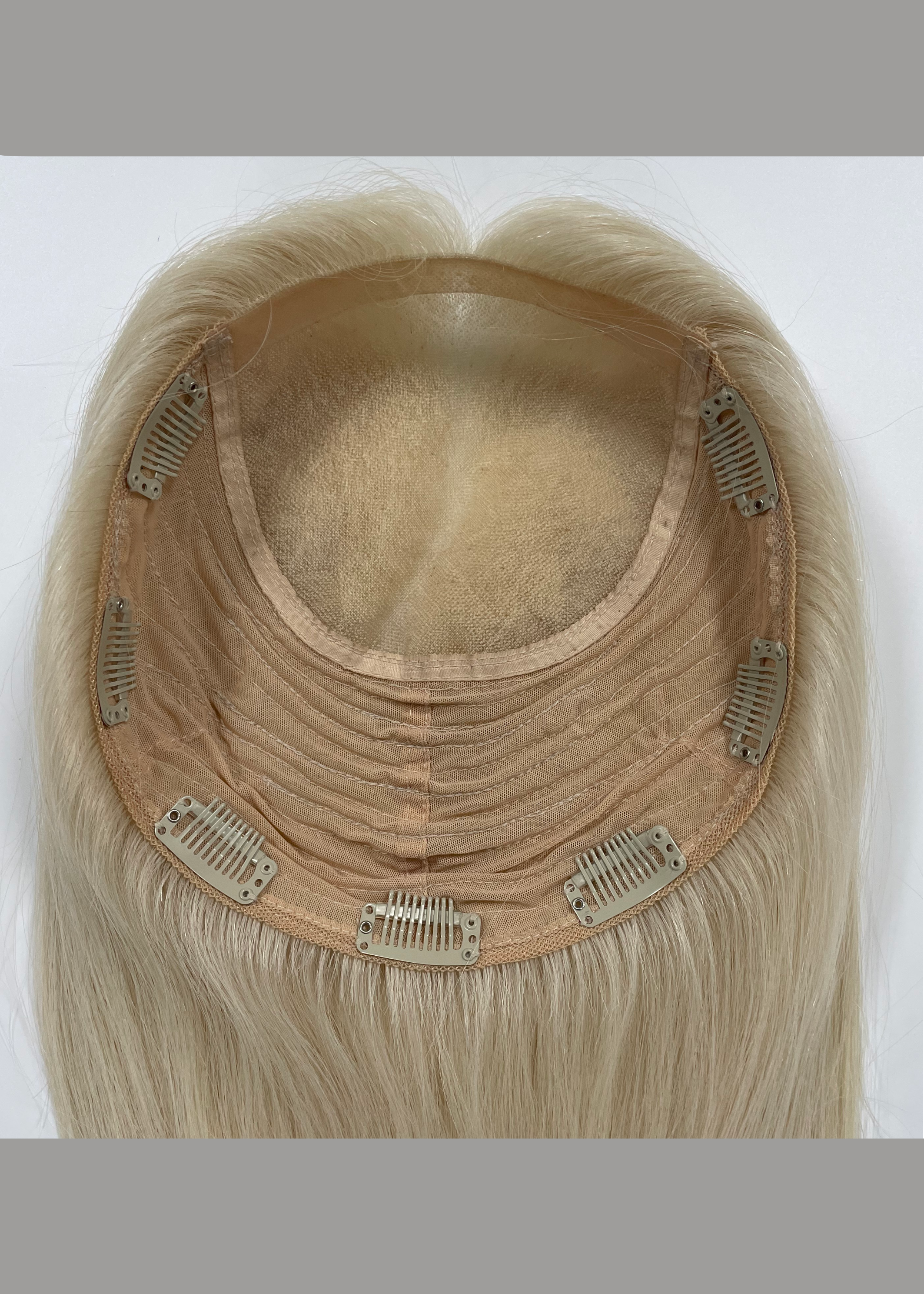 Cedar | Raw Cuticle Human Hair 8.5x9'' mono Topper 5x5'' middle half handtied with weftback 60% Hair End Ratio