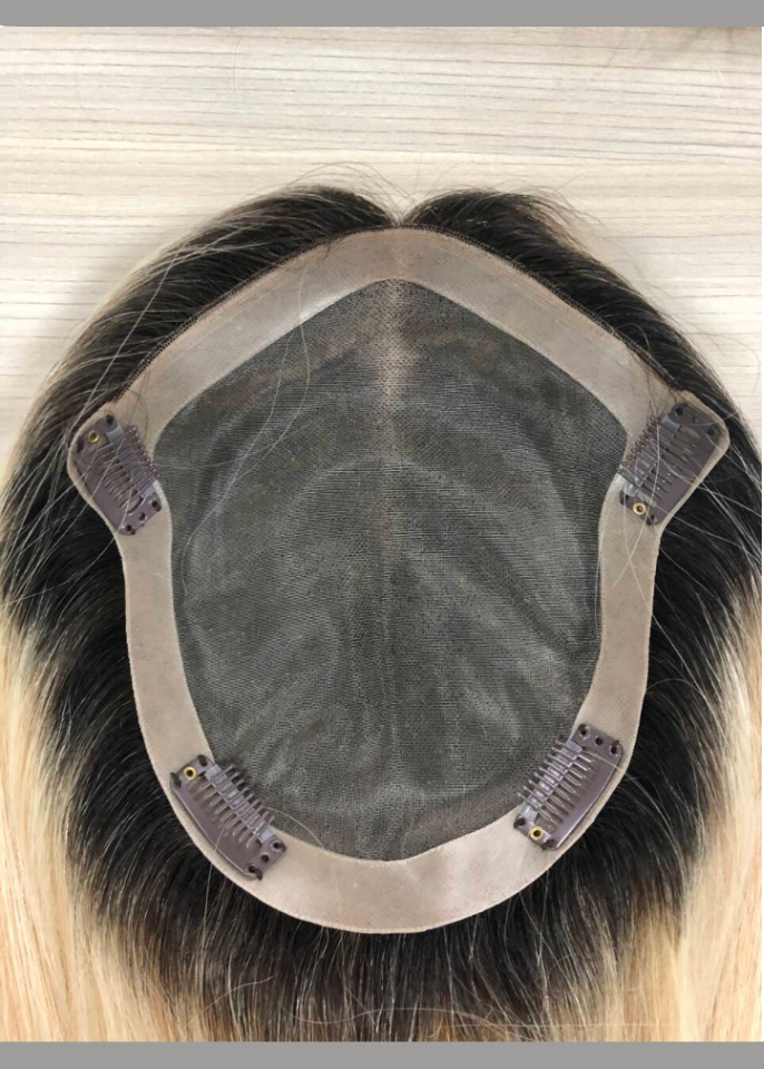 Satin | Raw Cuticle Human Hair 7.5x8'' Full mono Topper Full Handmade 40% Hair End Ratio