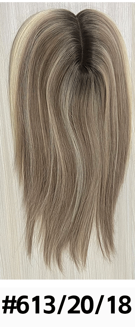 Willow | Raw Cuticle Human Hair 7x8'' mono Topper 2x4'' middle half handtied with weftback 80% Hair End Ratio